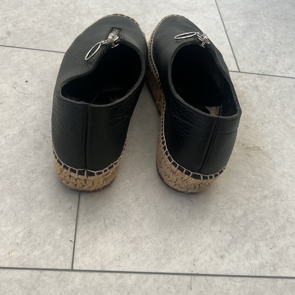 Alexander Wang Black Leather Espadrille Slip-On with Front Zipper - Picture 4 of 6